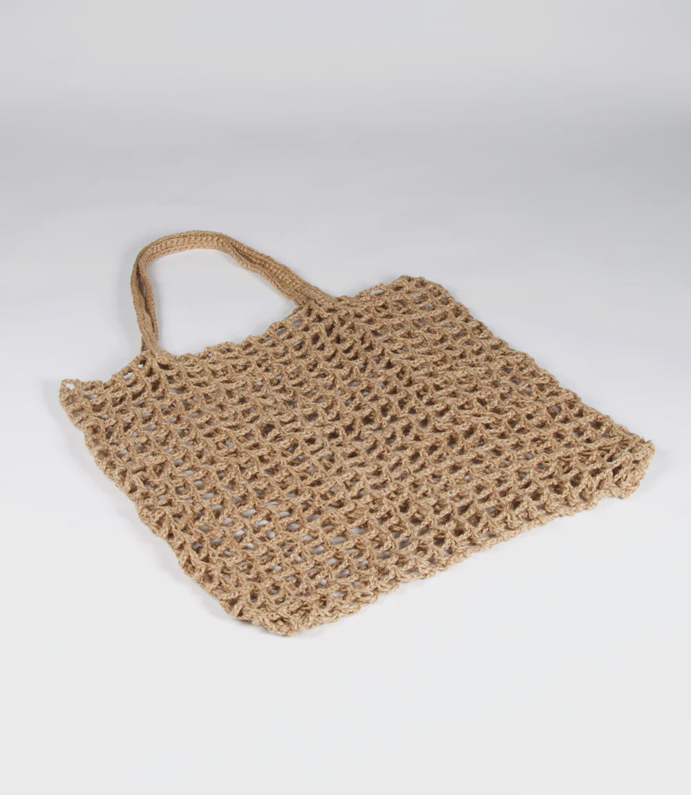 Fair Go - Cargo Net Shopper Jute Crochet with Macrame Handle - Natural - Bangladesh