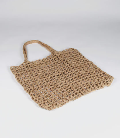 Fair Go - Cargo Net Shopper Jute Crochet with Macrame Handle - Natural - Bangladesh