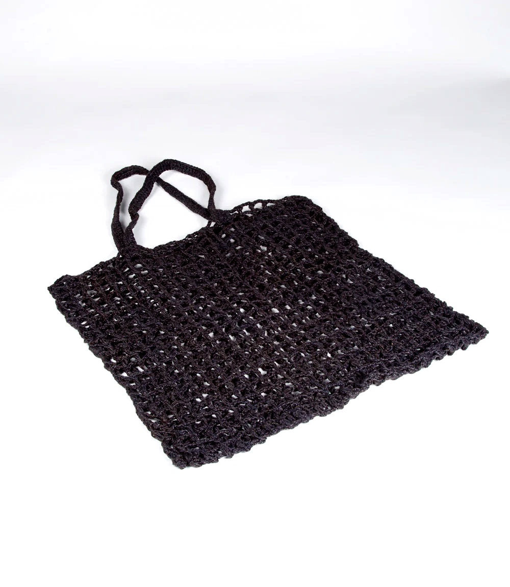 Fair Go - Cargo Net Shopper Jute Crochet with Macrame Handle - Charcoal  - Bangladesh