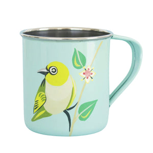 Songbird Silvereye & Correa Hand-Painted Enamelware Mug - India