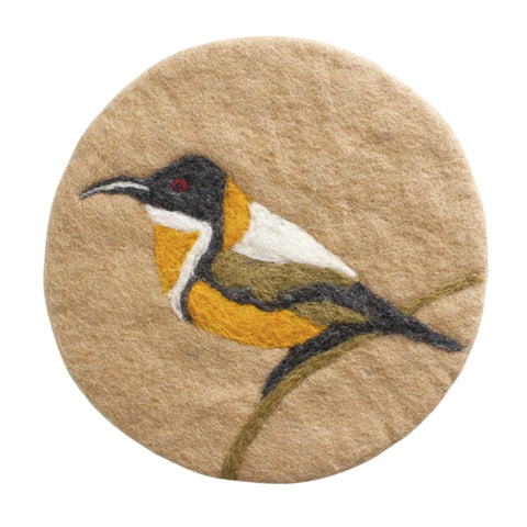 Songbird Spinebill & Grevillea Felt Trivet - Nepal