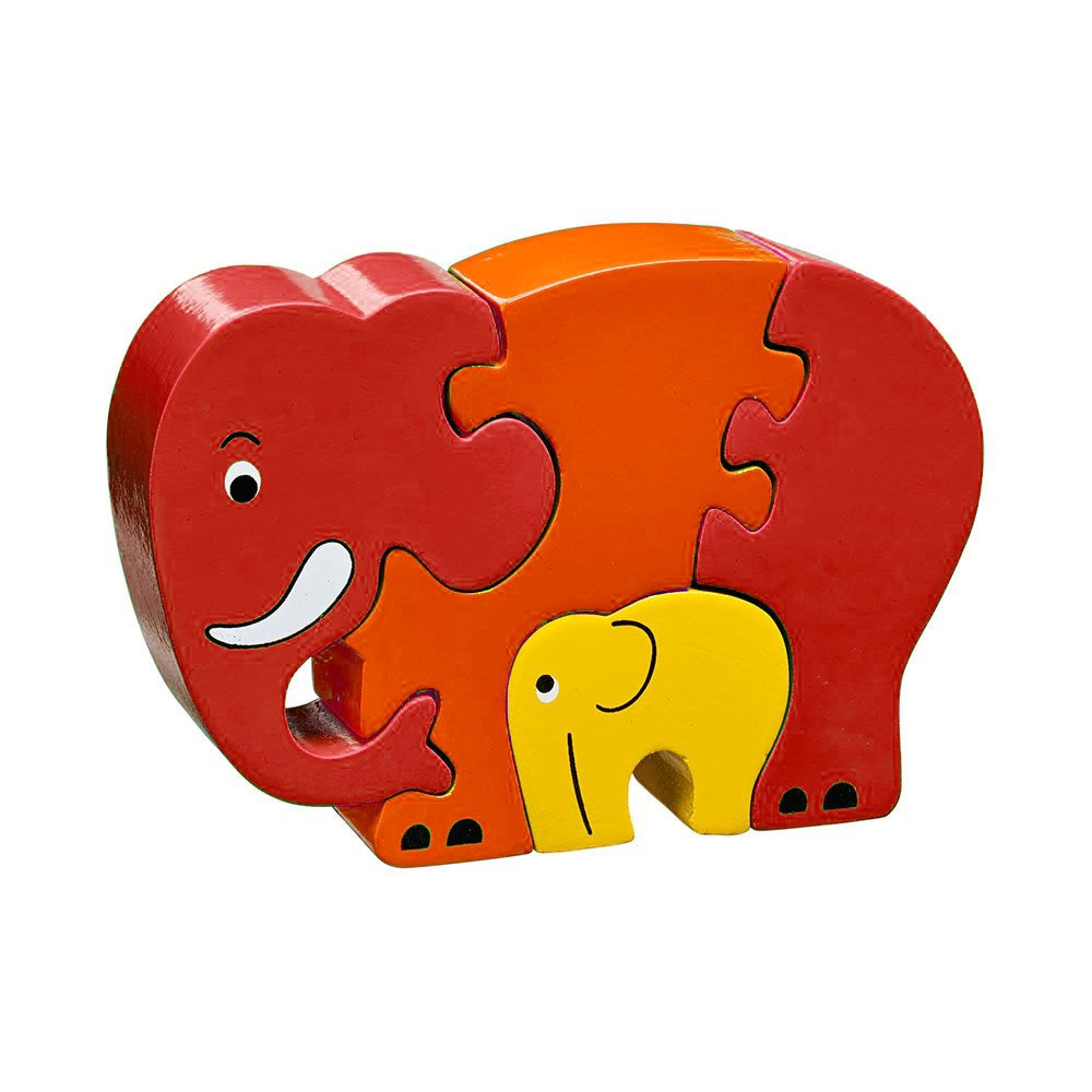 Lannke Kade - Wooden Elephant & Cub Jigsaw Puzzle - Red - Sri Lanka