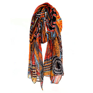 Organic Cotton Scarf - Mary Napangardi Brown