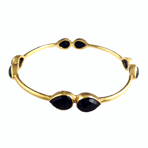 Kalahari - Black 8 Gem Chalcedony Bangle / Bracelet - India