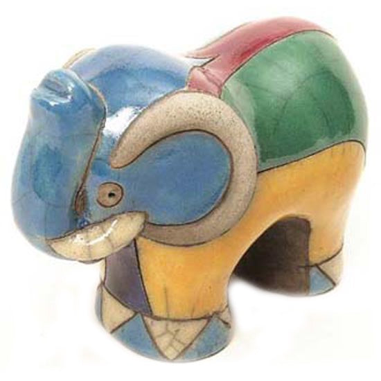 Raku Pottery - Small Elephant - South Africa