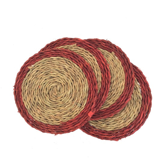 Gone Rural - Woven Grass Coasters - Tangarine Trim - Eswatini