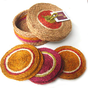 Gone Rural - Woven Grass Coasters & Box - Candy - Eswatini