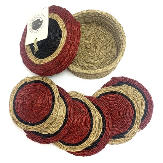 Gone Rural -  Woven Grass Coasters & Box - Tangarine - Eswatini