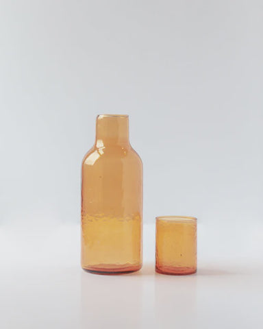 Creative Women - Handblown Hammered Carafe - Amber - India