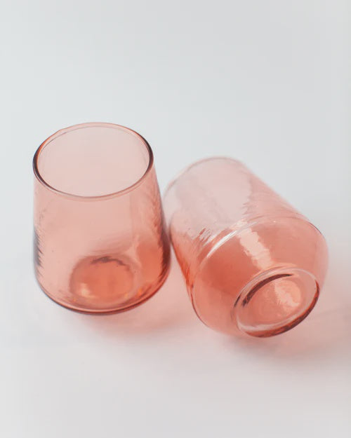 Creative Women - Handblown Hammered Tumbler Glass - Blush Pink - India