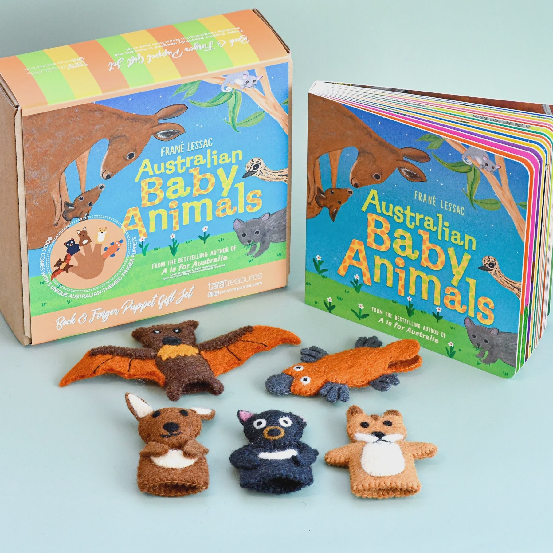 Tara Treasures - Book and Finger Puppet Set - ‘Australian Baby Animals’ - Nepal