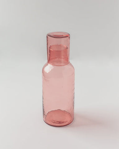 Creative Women - Handblown Hammered Carafe - Blush Pink- India