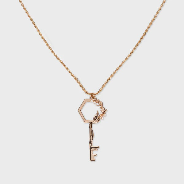 Eden - Floral Key Necklace - Rose Gold - Asia