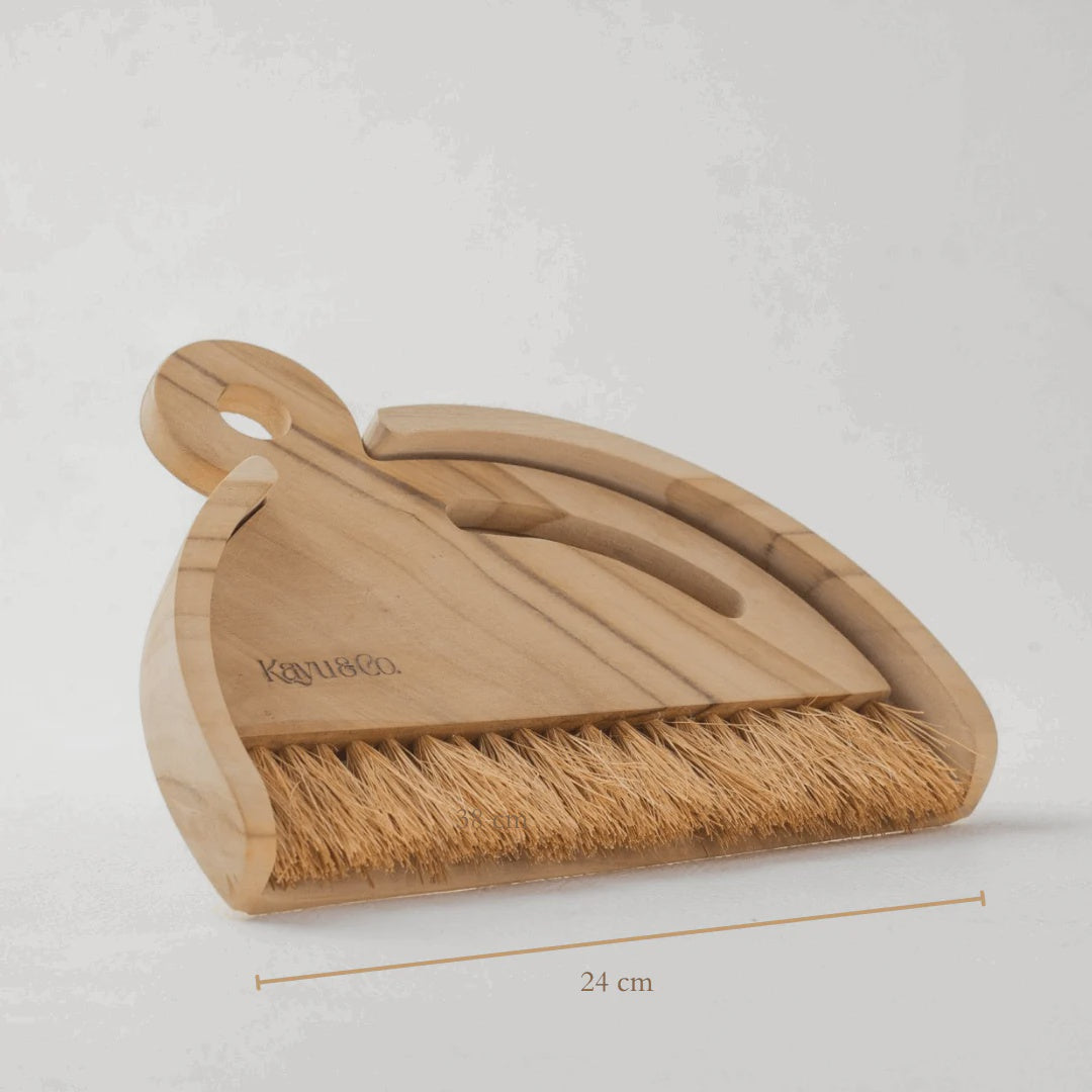 Large Wooden Dustpan & Brush Set - Indonesia