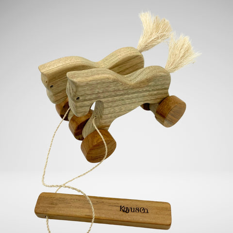 Kayu & Co - Woodern Horse Pair Pull Along Toy - Indonesia