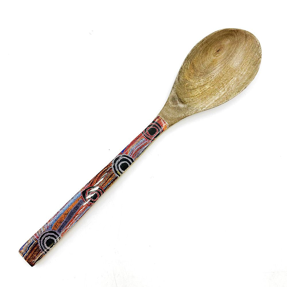 Better World Arts - Wood Serving Spoon - Mary Napangardi Brown - India