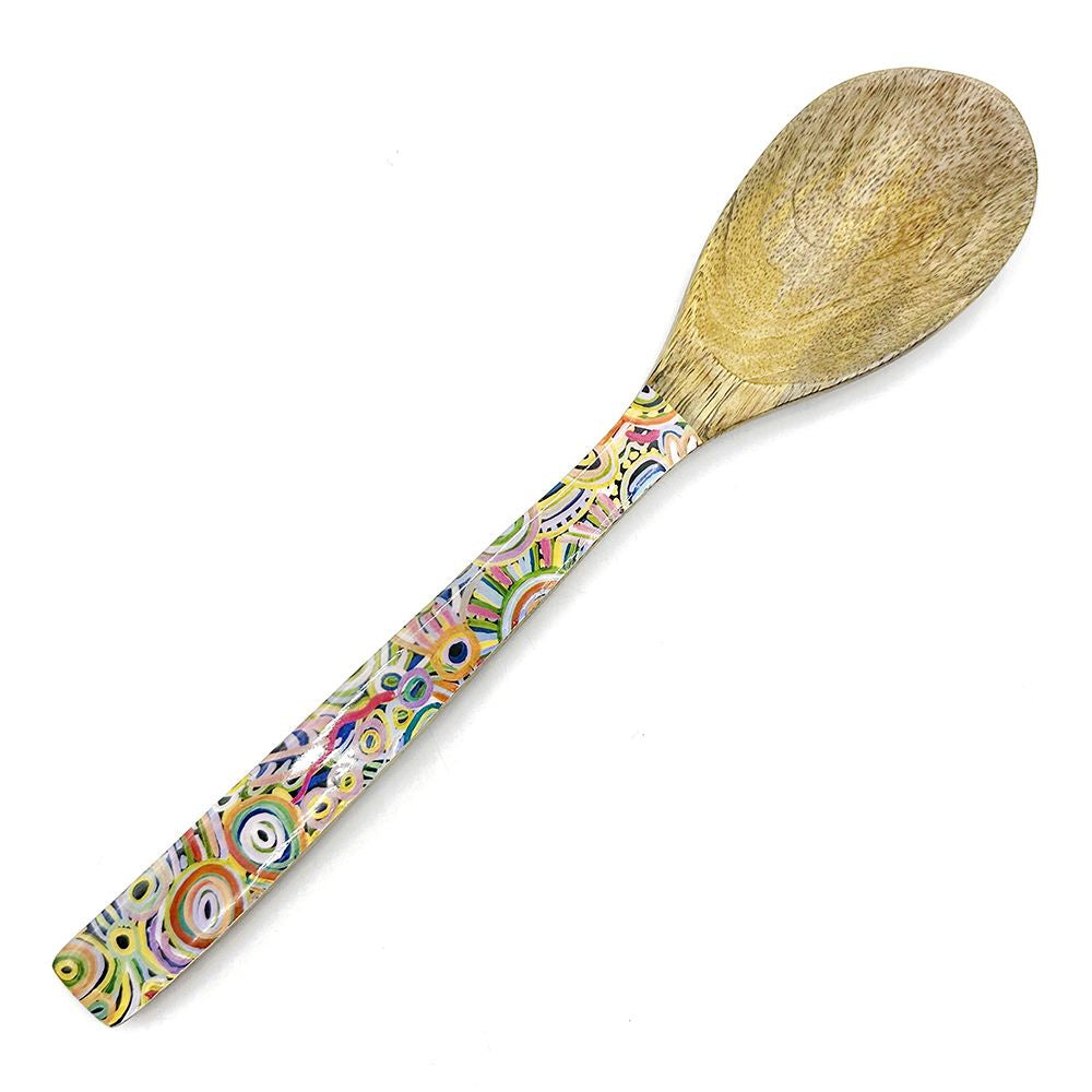 Better World Arts - Wood Serving Spoon - Cedric Varcoe - Colourful Design - India