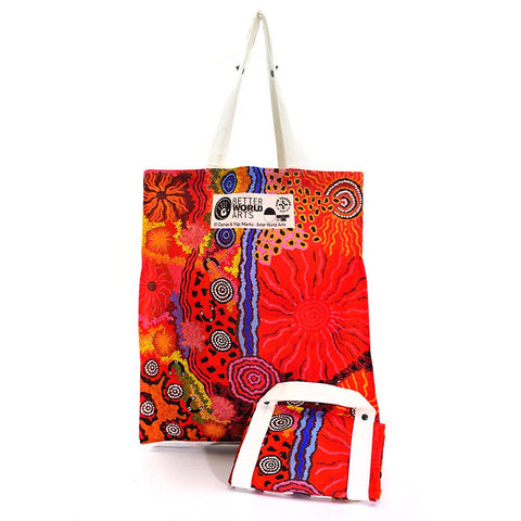 Better World Arts - Cotton Foldable Shopping Bag - Damien and Yilpi Marks - India