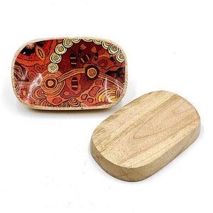 Oblong Wood Trinket Dish - Damien & Yilpi Marks - India