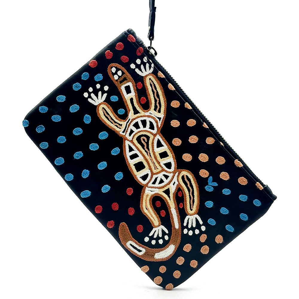 Embroidered Leather Clutch -  Willie Wilson - India