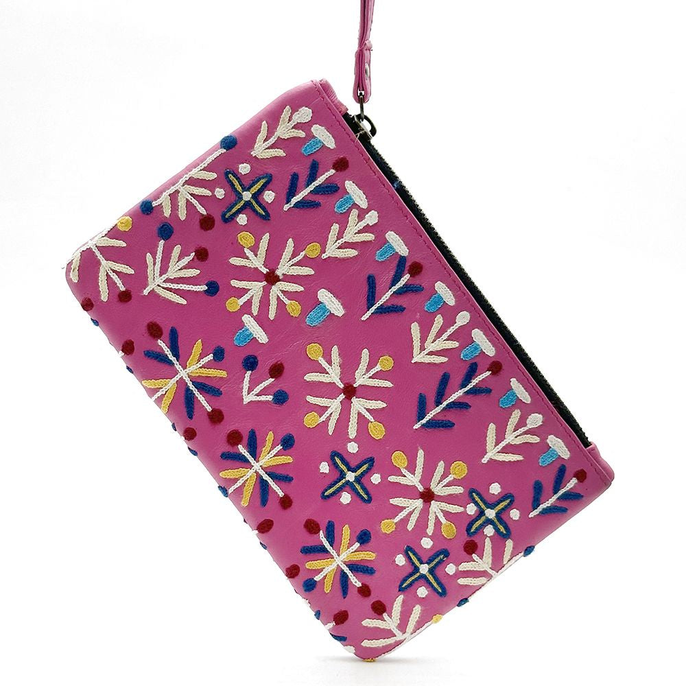 Embroidered Leather Clutch - Rosie Ross - India