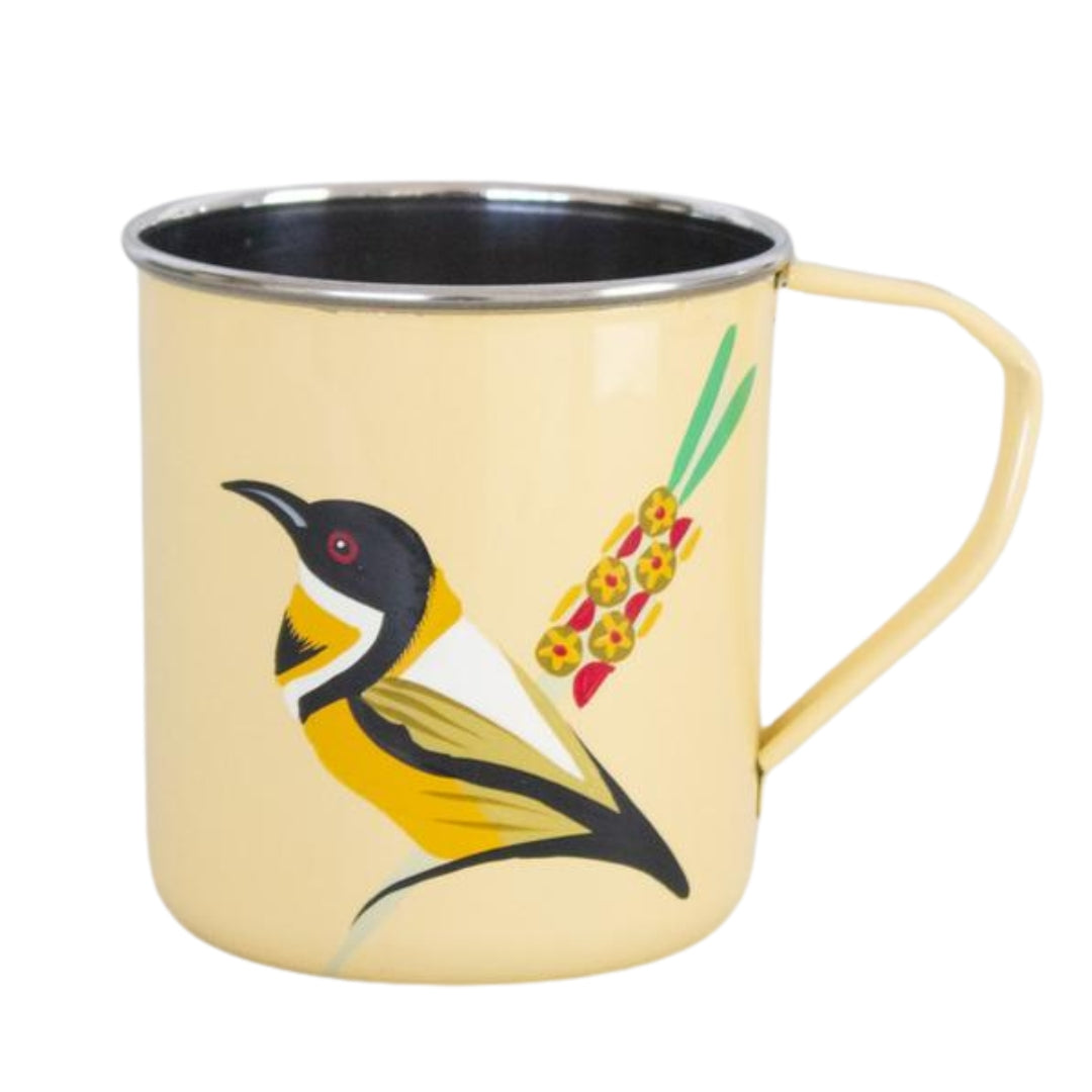 Songbird - Spinebill & Grevillea Hand-Painted Enamelware Mug - India