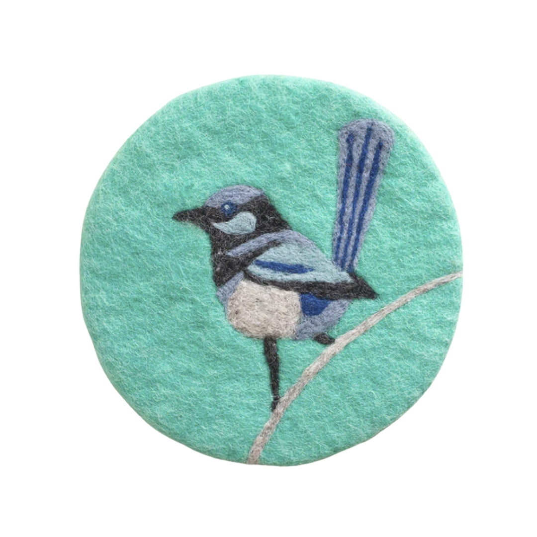 Songbird - Superb Fairy Wren & Boronia Felt Trivet - Nepal